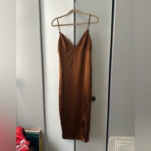 Brown silk maxi dress